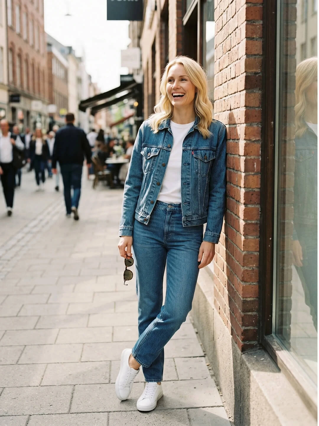 Friday's card: vintage trucker jacket and 501s on a sunny street