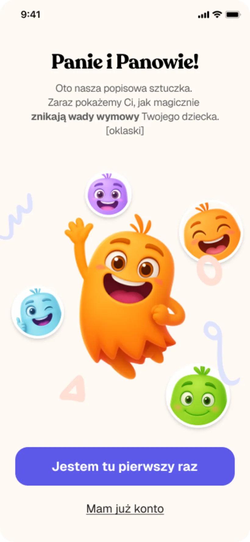 Parent welcome screen